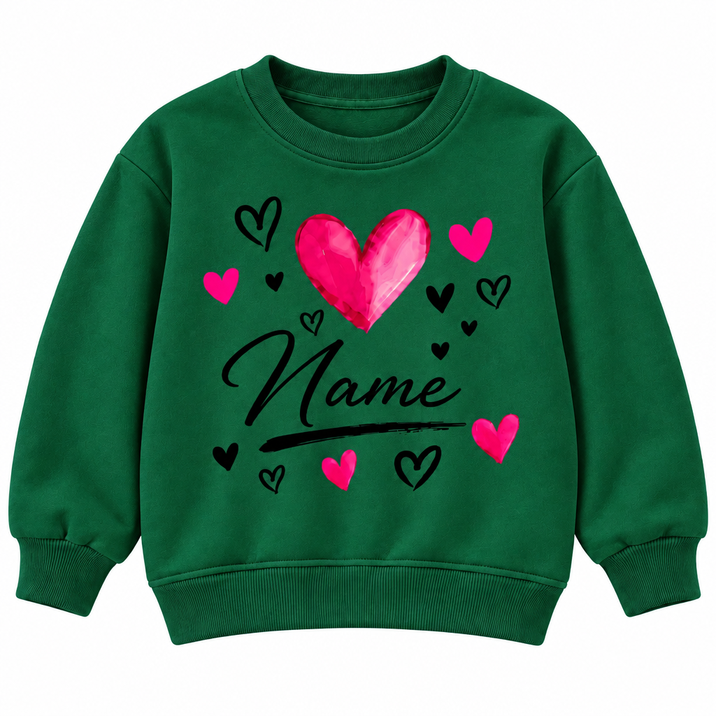 Custom Name Love Heart Sweatshirt – Personalized Kids Clothing for Everyday Wear