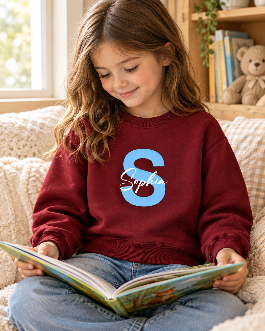 Personalized Initial & Name Sweatshirt for Kids – Custom Letter Pullover, Cute Gift for Girls and Boys