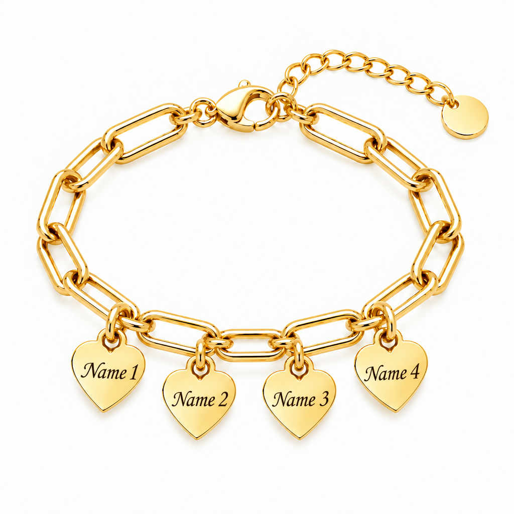 Personalized Heart Charm Bracelet with Custom Names – A Gift Full of Love