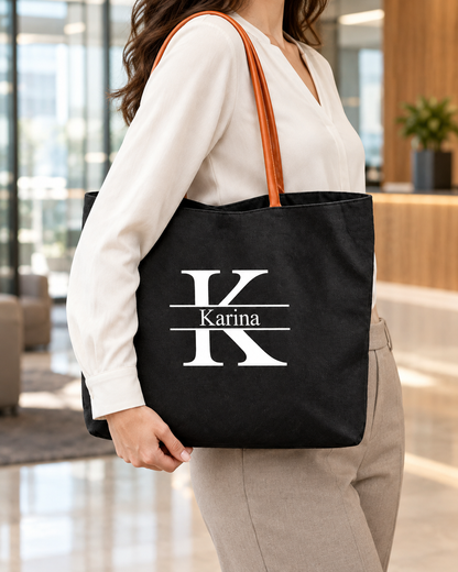 Custom Initial & Name Handbag – Minimalist Personalized Tote Bag for Women