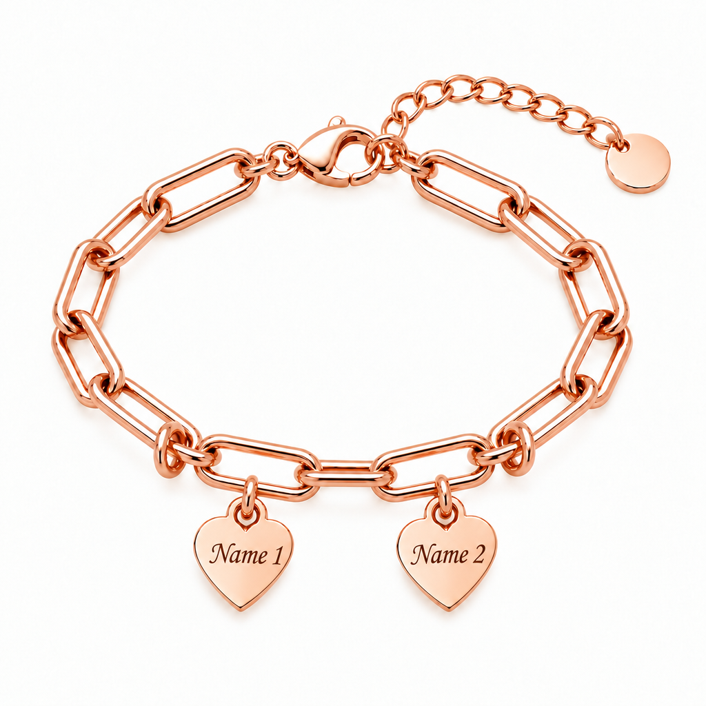Personalized Heart Charm Bracelet with Custom Names – A Gift Full of Love