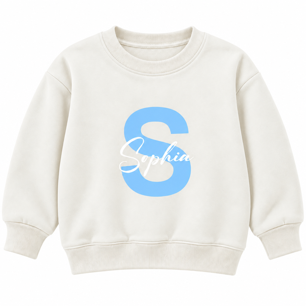 Personalized Initial & Name Sweatshirt for Kids – Custom Letter Pullover, Cute Gift for Girls and Boys