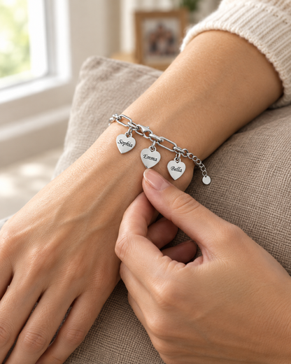 Personalized Heart Charm Bracelet with Custom Names – A Gift Full of Love