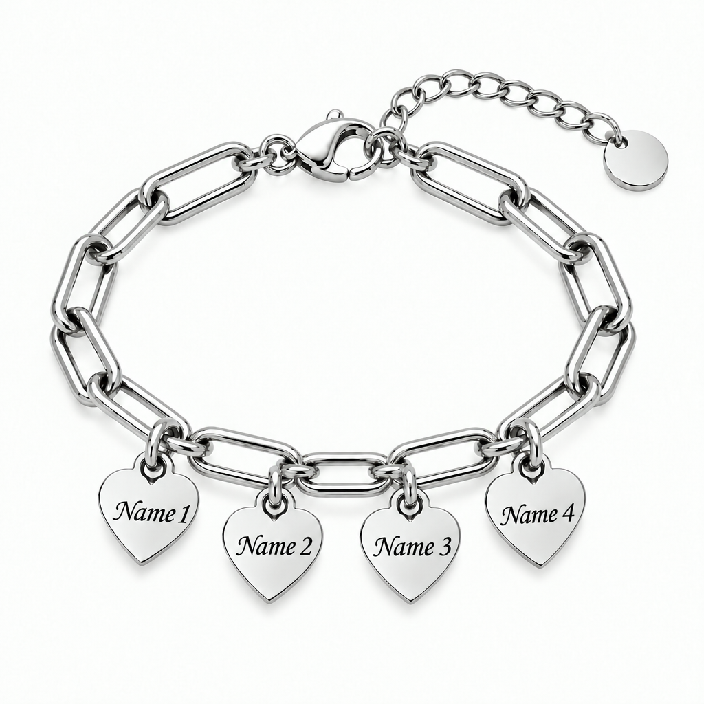 Personalized Heart Charm Bracelet with Custom Names – A Gift Full of Love