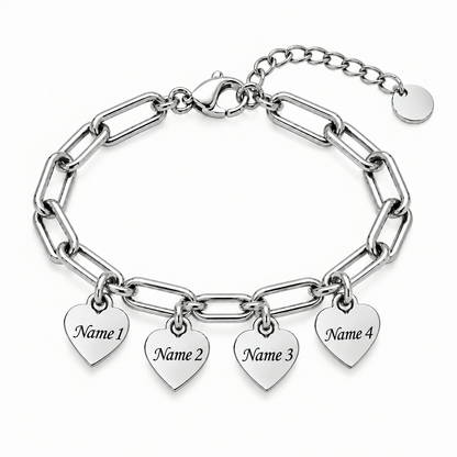 Personalized Heart Charm Bracelet with Custom Names – A Gift Full of Love