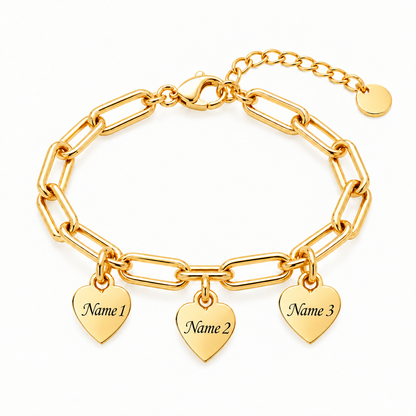 Personalized Heart Charm Bracelet with Custom Names – A Gift Full of Love