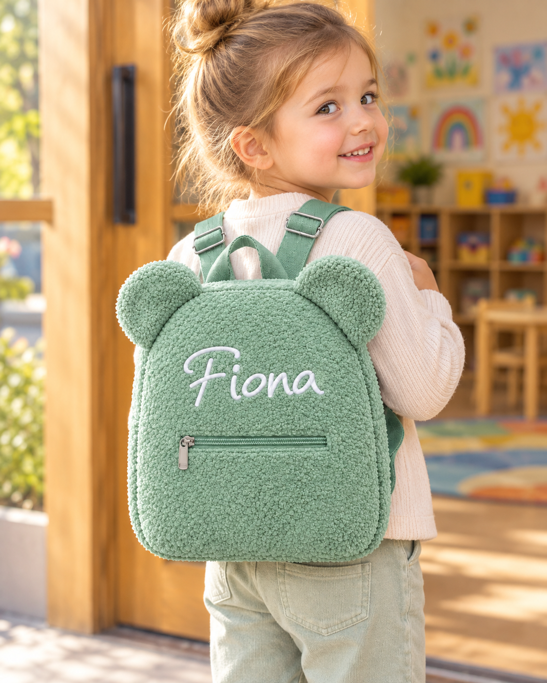 Personalized Teddy Bear Backpack with Custom Name – Cute Plush Backpack for Kids