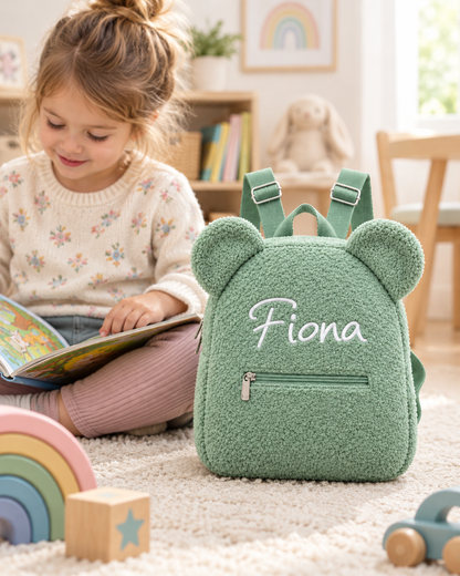 Personalized Teddy Bear Backpack with Custom Name – Cute Plush Backpack for Kids
