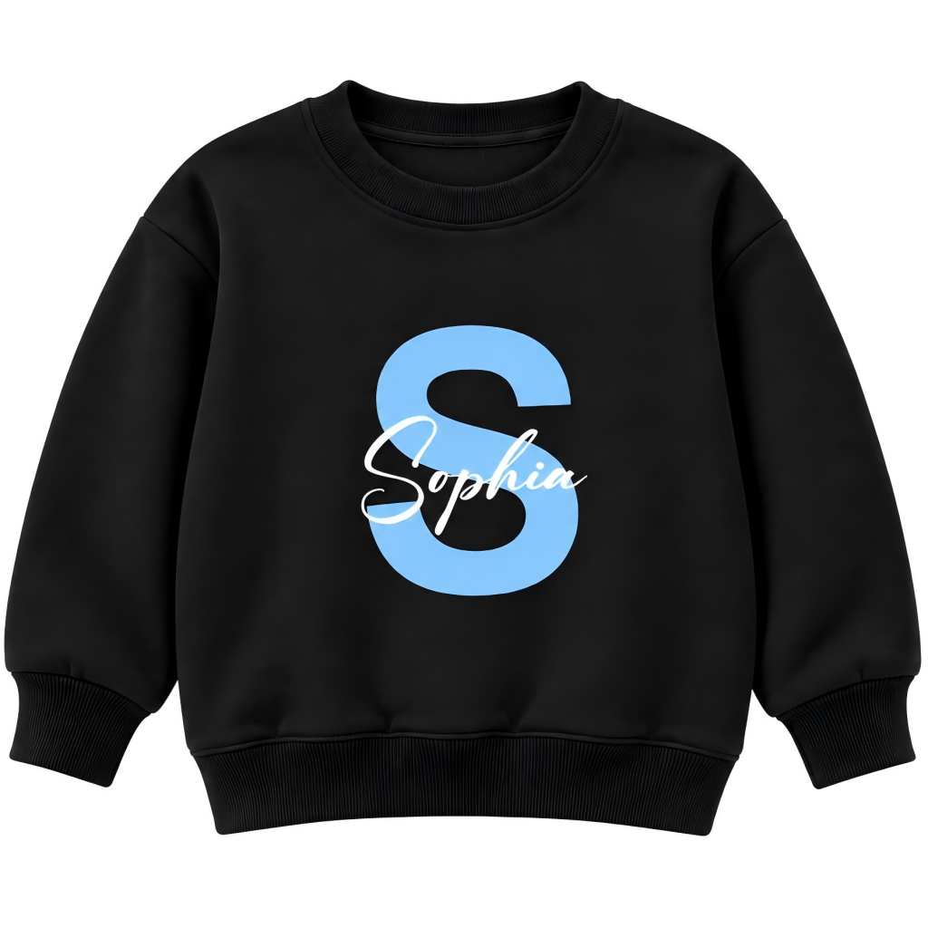 Personalized Initial & Name Sweatshirt for Kids – Custom Letter Pullover, Cute Gift for Girls and Boys